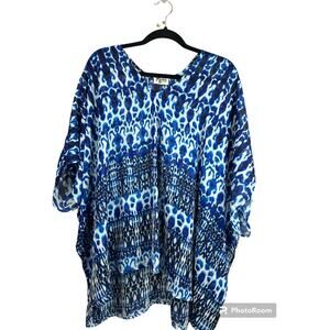 Show Me Your Mumu Peta World Tour Blue White Short Sleeve Tunic Size XS